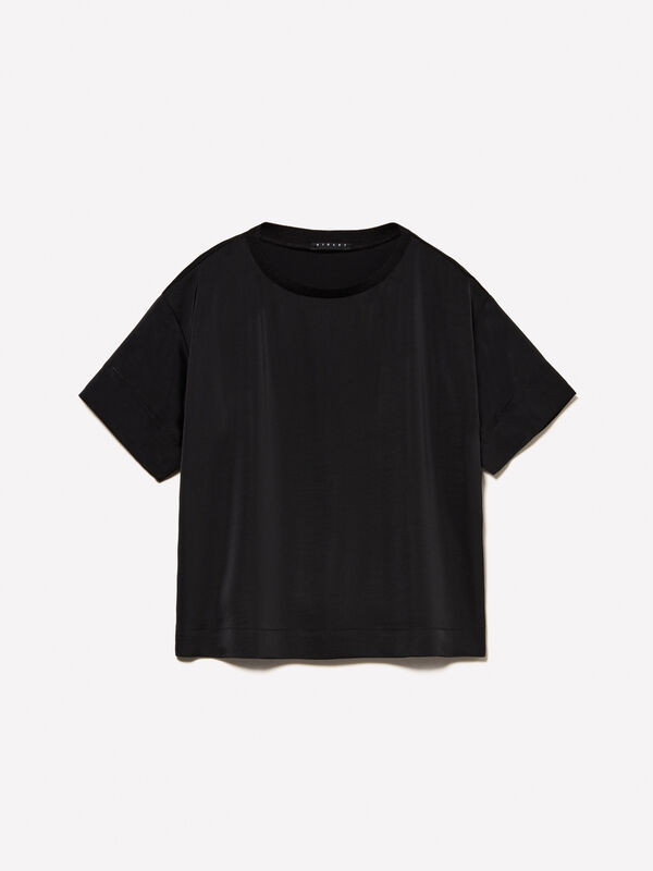 Blusa nera a maniche corte - bluse da donna | Sisley