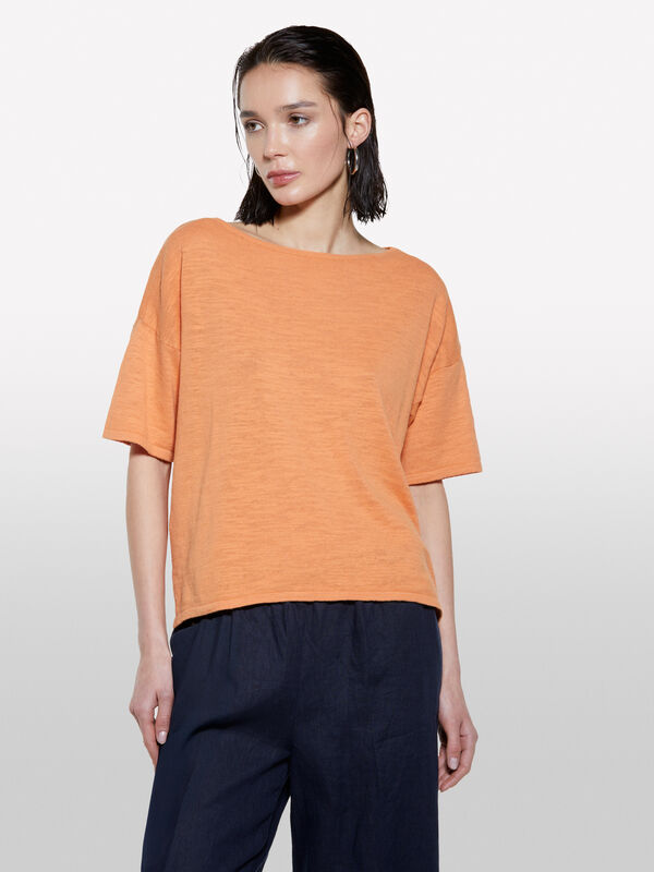 Maglia bianco panna con scollo a barca - maglie scollo a barchetta da donna | Sisley
