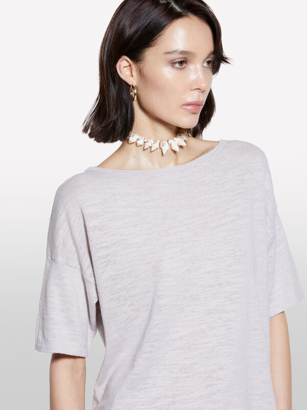 T-shirt grigia over fit in maglia - t-shirt a manica corta da donna | Sisley