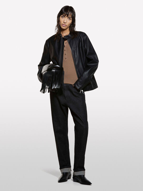 Maglia serafino marrone - maglie girocollo da donna | Sisley