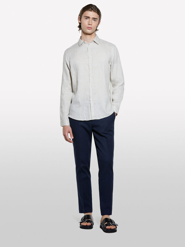 Camicia beige 100% lino Camicia beige 100% lino - camicie regular da uomo | Sisley