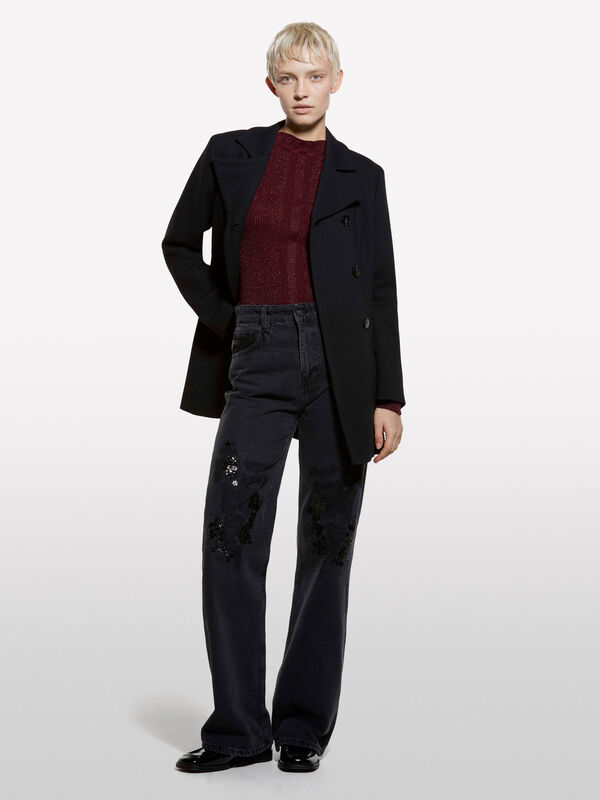 Maglia bordeaux con lurex - maglie girocollo da donna | Sisley