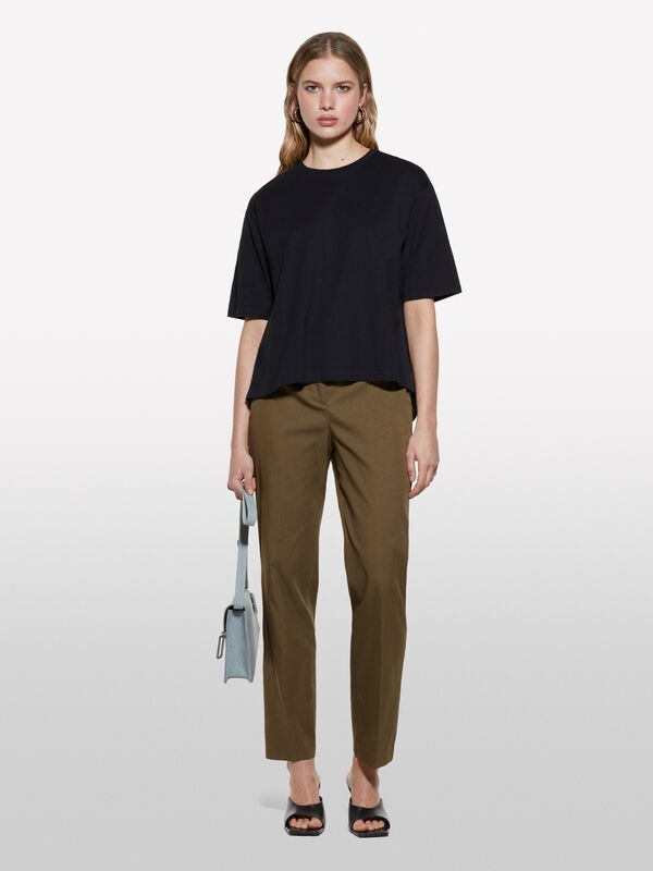 Pantaloni verde militare con laccetti - pantaloni a vita alta da donna | Sisley