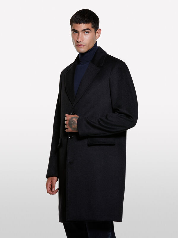 Cappotto monopetto nero - cappotti da uomo | Sisley