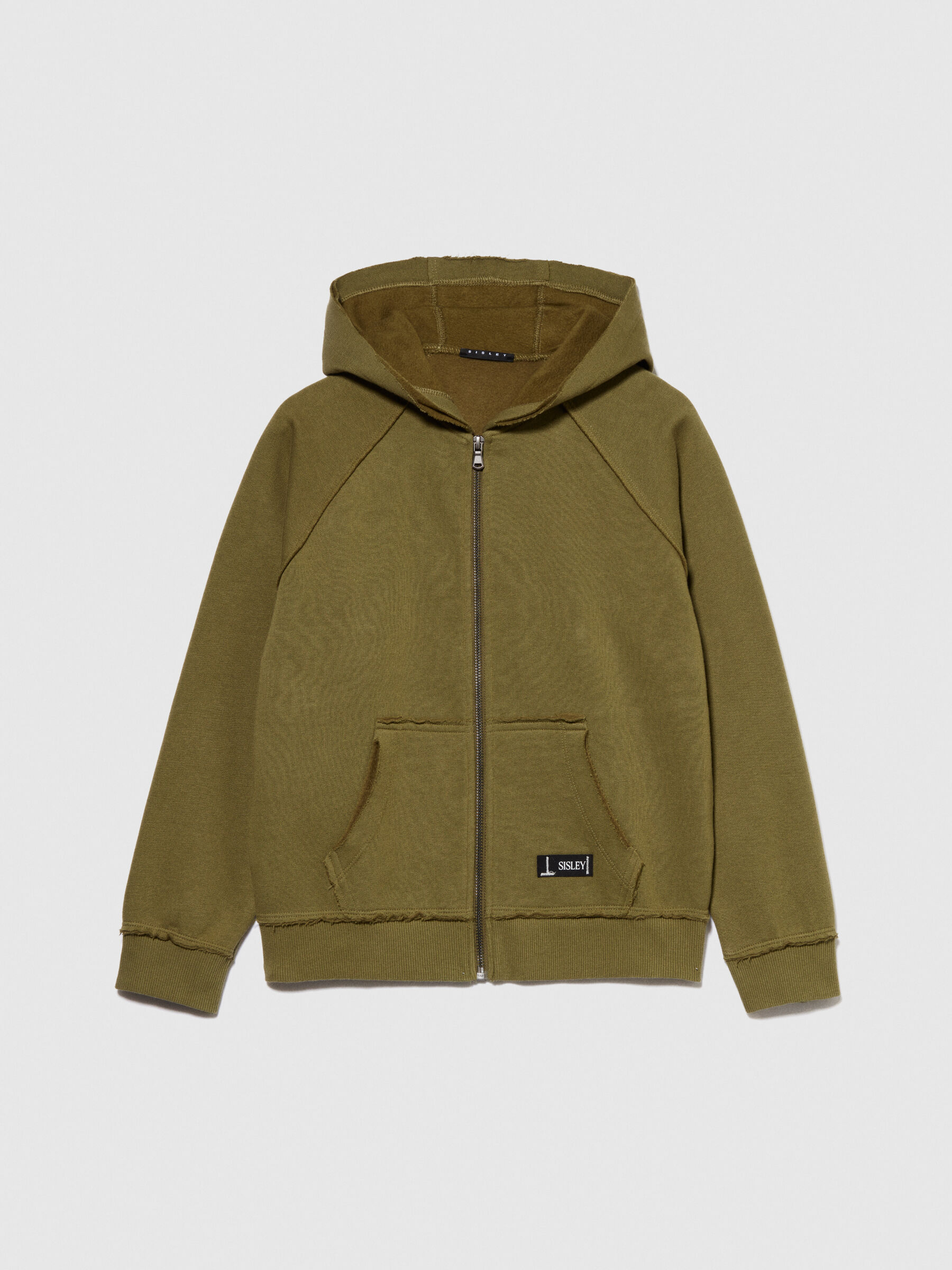 Felpa over con stampa Verde Militare Bambino Sisley