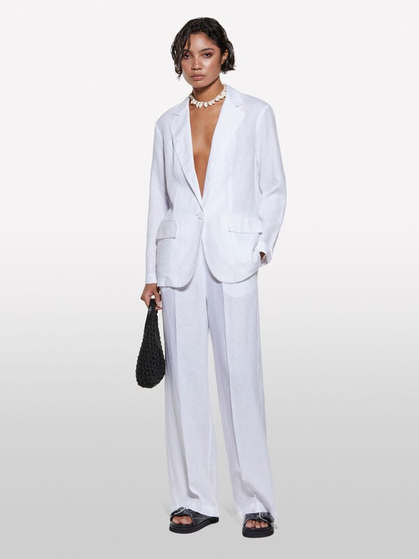 Blazer bianco 100% lino Blazer bianco 100% lino - blazer da donna | Sisley