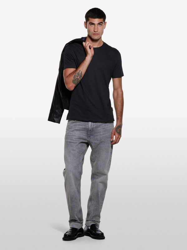 T-shirt a maniche corte slim fit grigio scuro - t-shirt a manica corta da uomo | Sisley