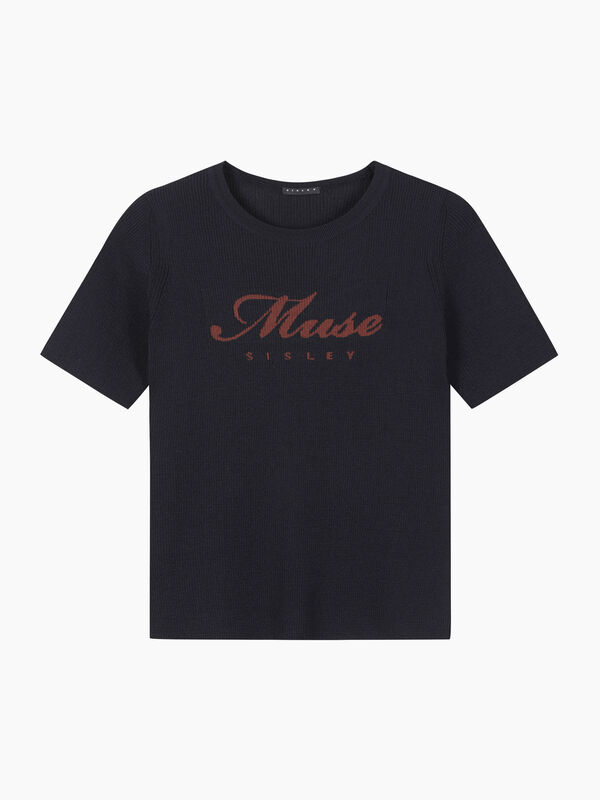 Maglia blu scuro con scritta - sisley k maglie girocollo | Sisley K