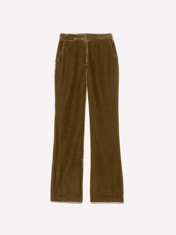 Pantaloni verdi in velluto - pantaloni flare da donna | Sisley