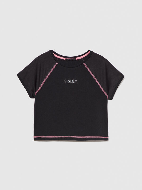 T-shirt sporty con logo - t-shirt manica corta da bambina | Sisley Young