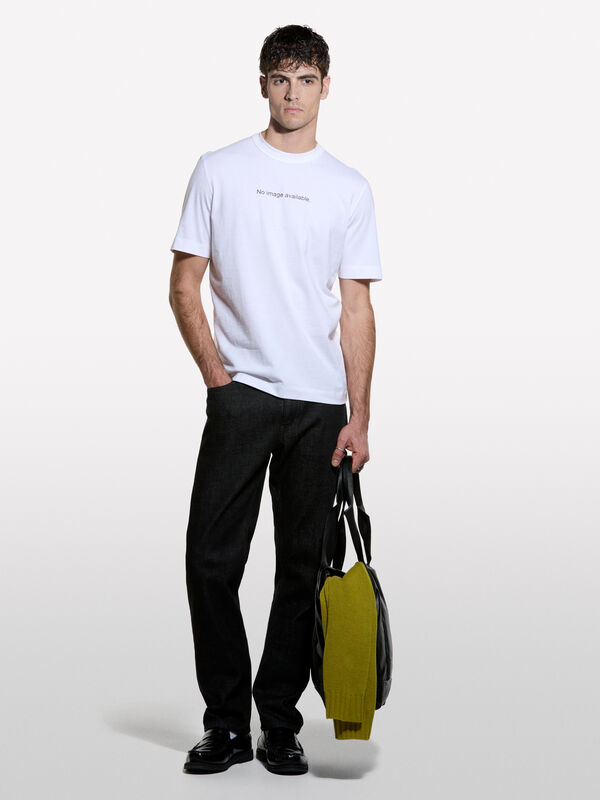T-shirt bianca con stampa lettering 100% cotone bio - t-shirt a manica corta da uomo | Sisley