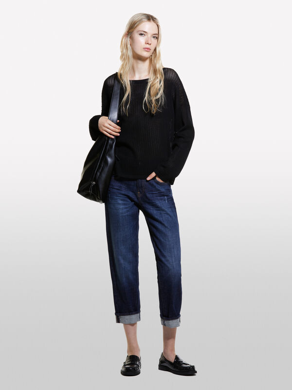 Jeans Manhattan blu scuro regular fit - jeans regular da donna | Sisley