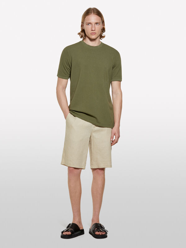Bermuda sabbia 100% lino - pantaloni shorts da uomo | Sisley