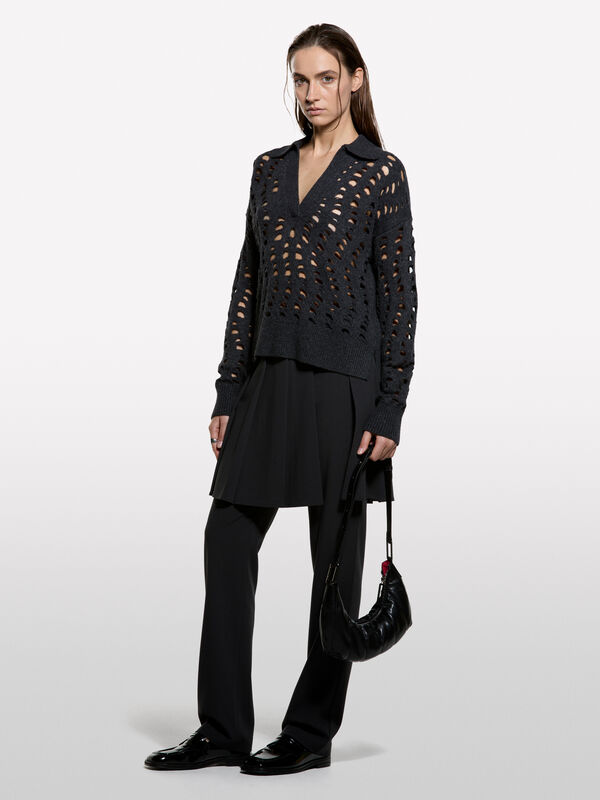 Maxi maglia traforata - maglie scollo a v da donna | Sisley