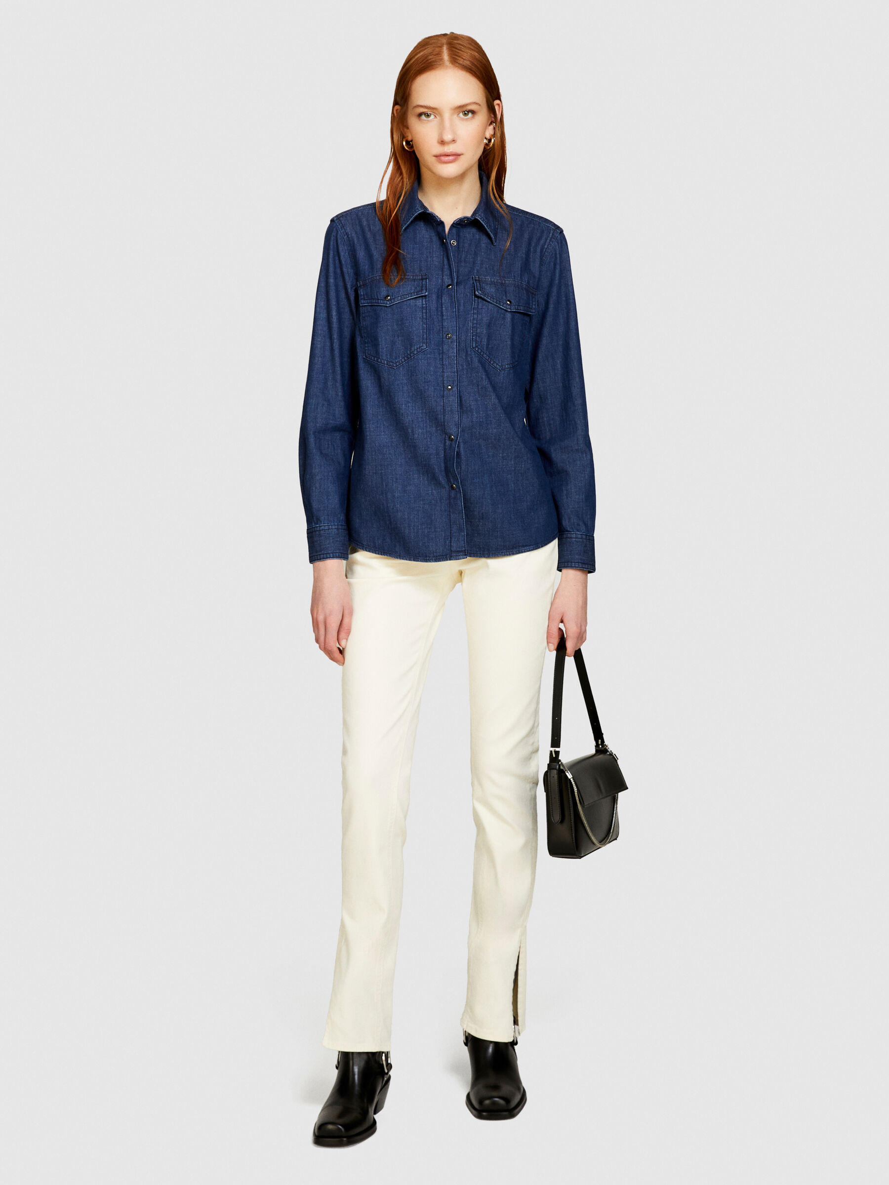 Camicia di jeans comfort fit Blu Scuro Sisley