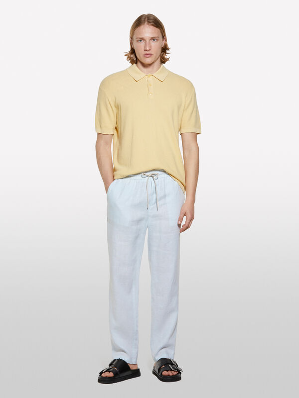 Joggers azzurro chiaro 100% lino - pantaloni joggers da uomo | Sisley