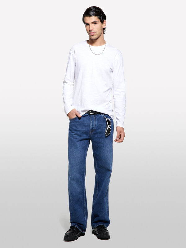 T-shirt a maniche lunghe slim fit bianca - t-shirt a manica lunga da uomo | Sisley