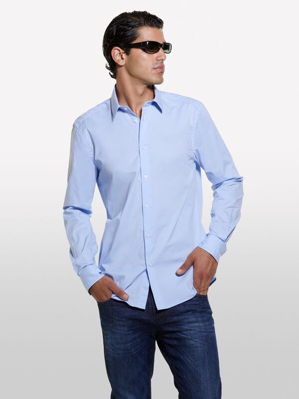 Camicia slim fit azzurra - camicie slim fit da uomo | Sisley