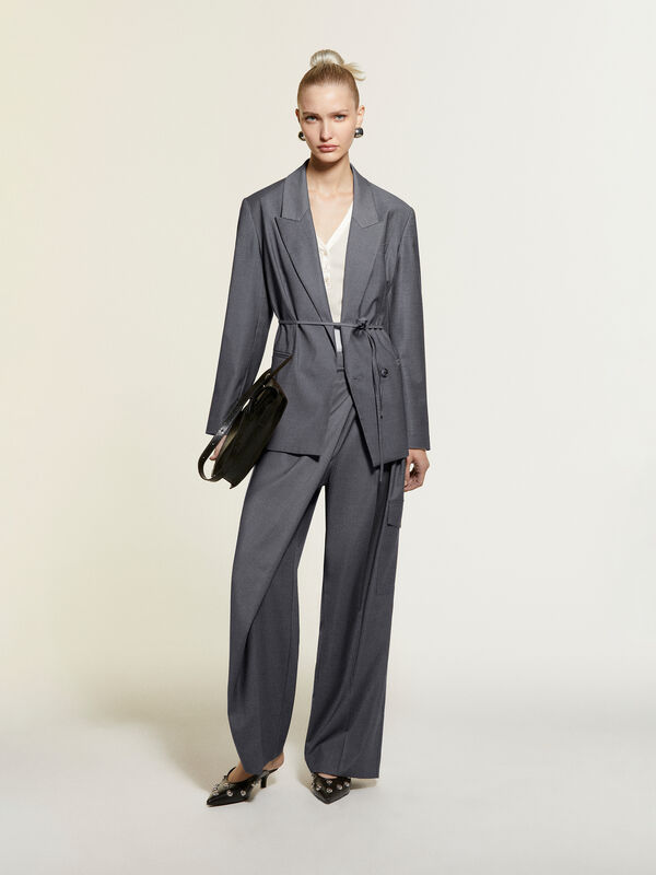 Blazer grigio con cinturina - blazer da donna | Sisley