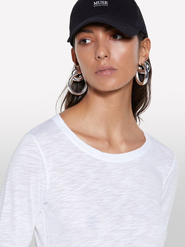 T-shirt bianca a maniche lunghe - t-shirt a manica lunga da donna | Sisley