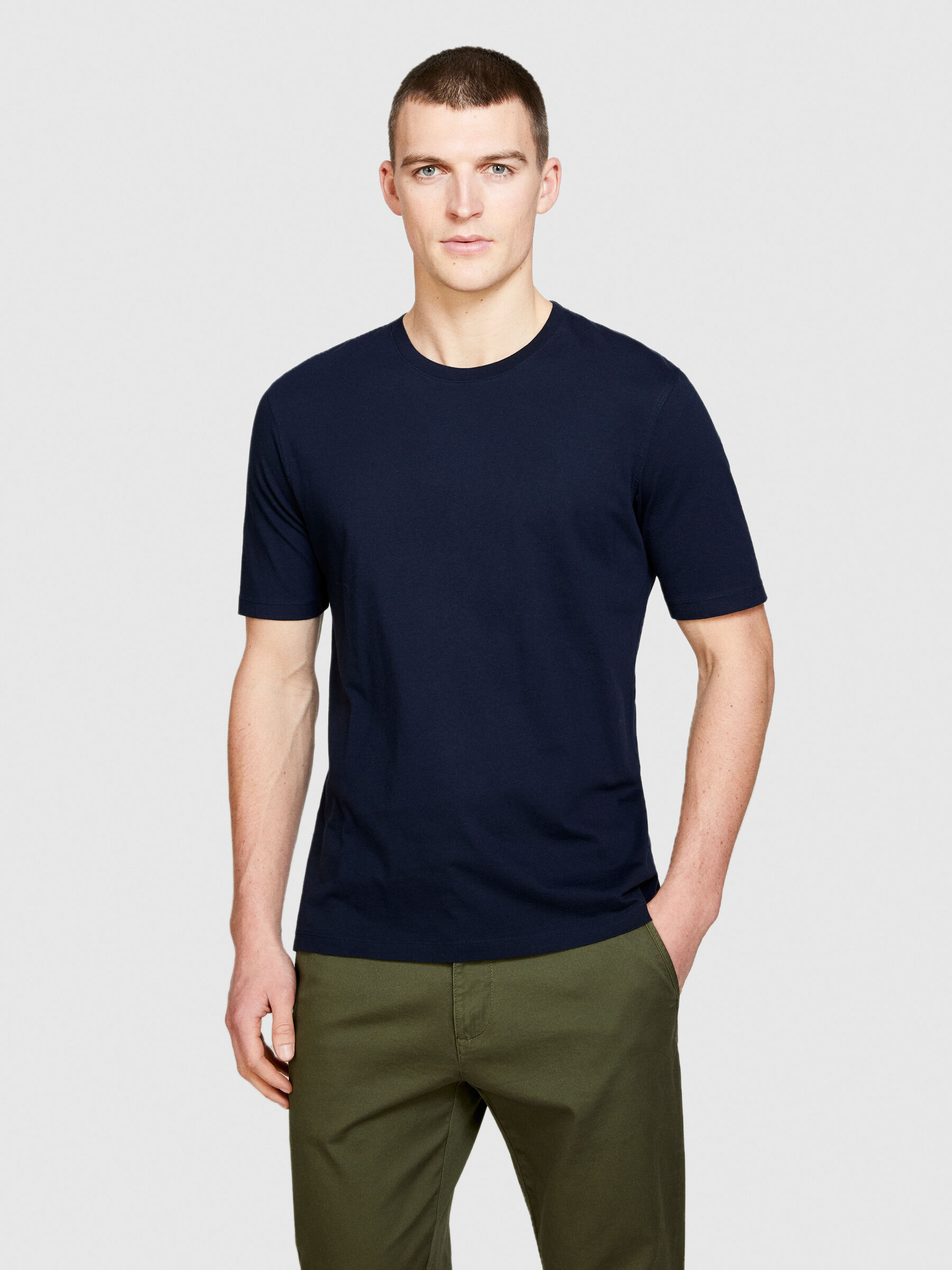 T shirt tinta unita Blu Scuro Uomo Sisley