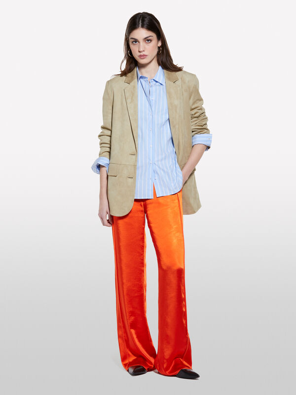 Pantaloni palazzo rossi in raso - pantaloni palazzo da donna | Sisley