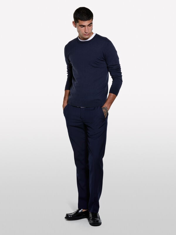 Maglia girocollo blu scuro Maglia girocollo blu scuro - maglie girocollo da uomo | Sisley