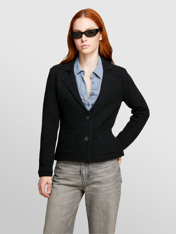 Blazer in maglia nero - cardigan da donna | Sisley
