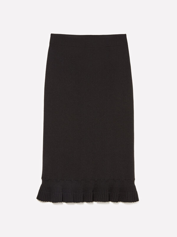 Gonna nera in maglia con rouches - gonne midi, longuette donna | Sisley