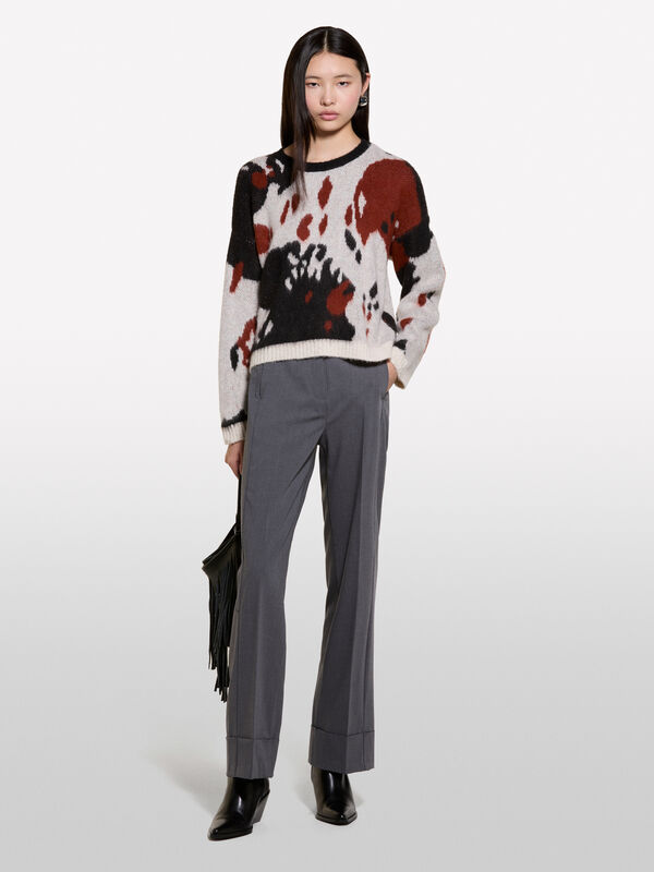 Maglia animal print beige - maglie girocollo da donna | Sisley