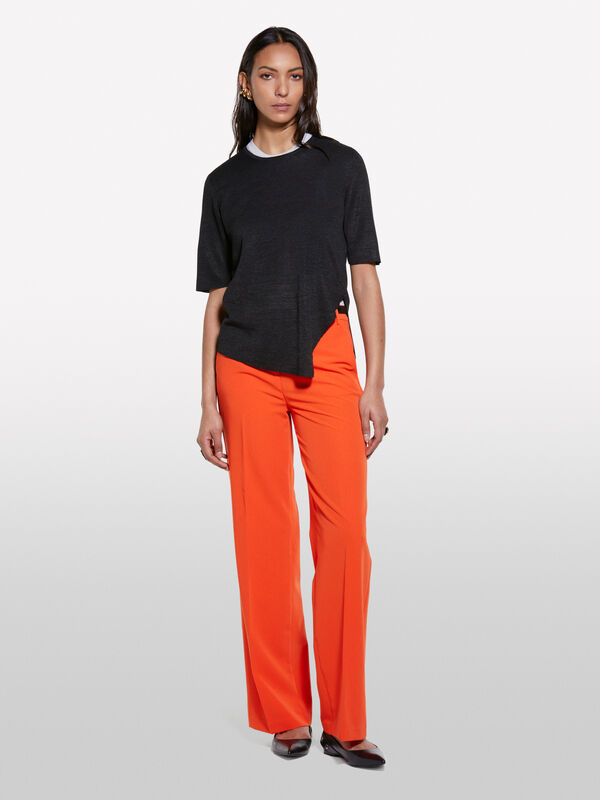 Manicha a maniche corte nera - maglie girocollo da donna | Sisley