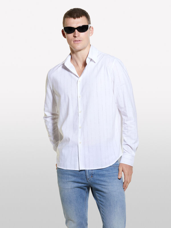 Camicia bianca micro fantasia - camicie regular da uomo | Sisley