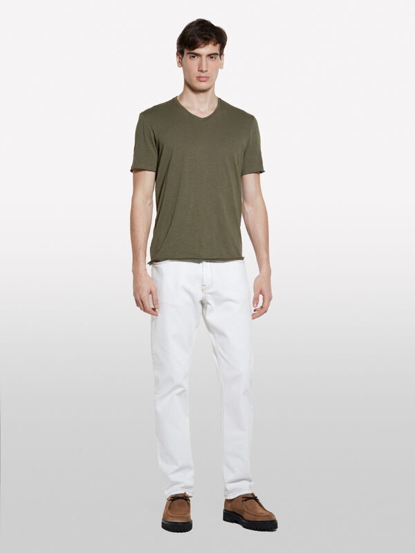 T-shirt slim fit verde militare T-shirt slim fit verde militare - t-shirt a manica corta da uomo | Sisley