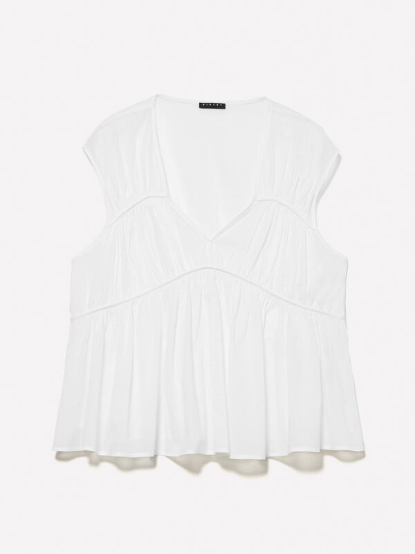 Top bianco con arriccio Top bianco con arriccio - top da donna | Sisley