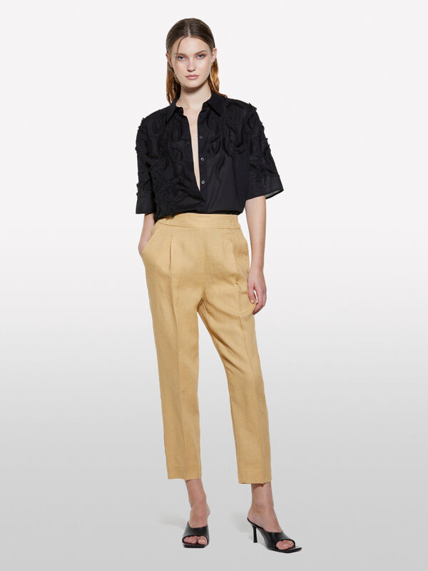 Joggers senape in 100% lino - pantaloni joggers da donna | Sisley