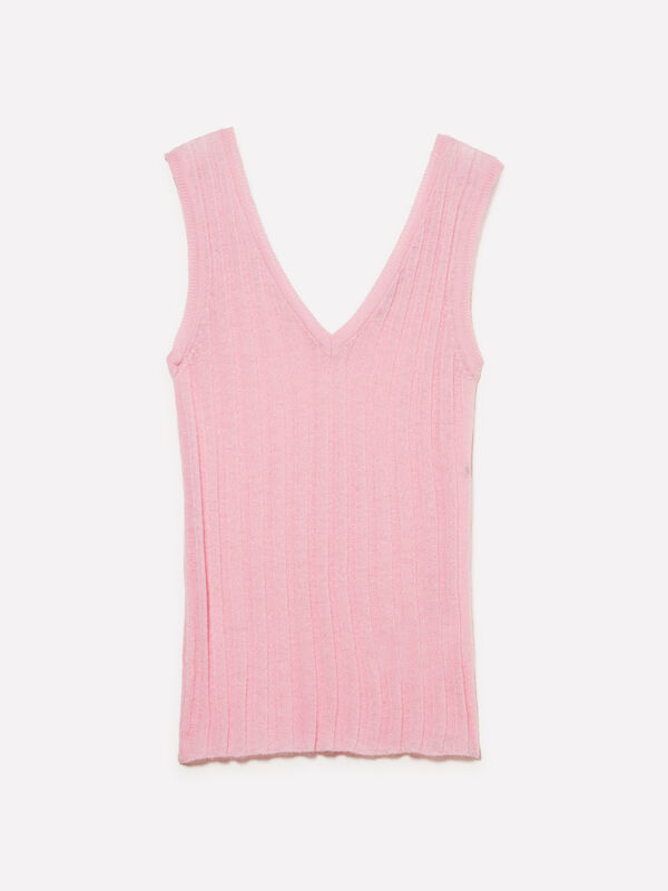 Canotta in maglia rosa pastello - top da donna | Sisley