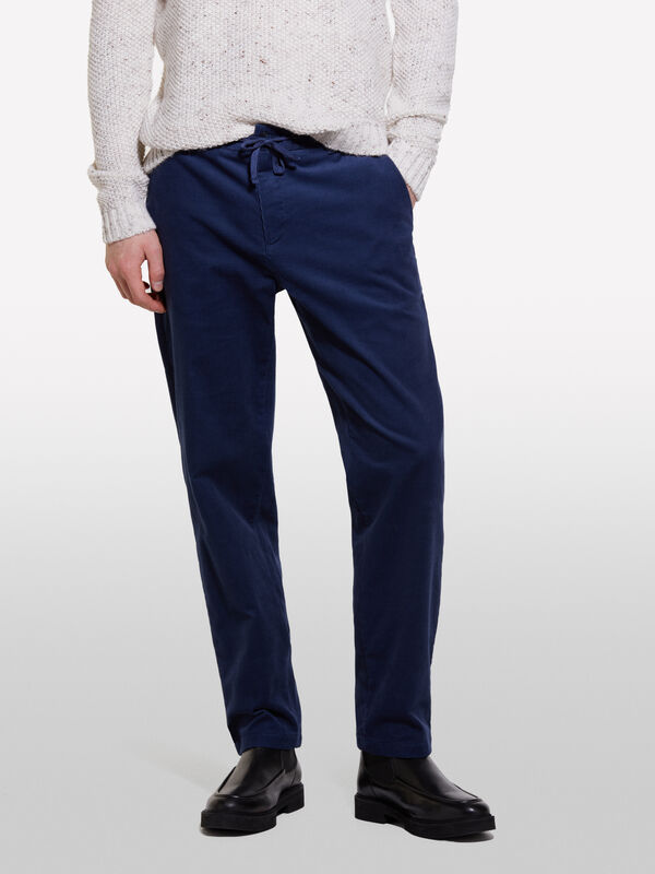 Joggers blu scuro in velluto a costine - pantaloni regular da uomo | Sisley