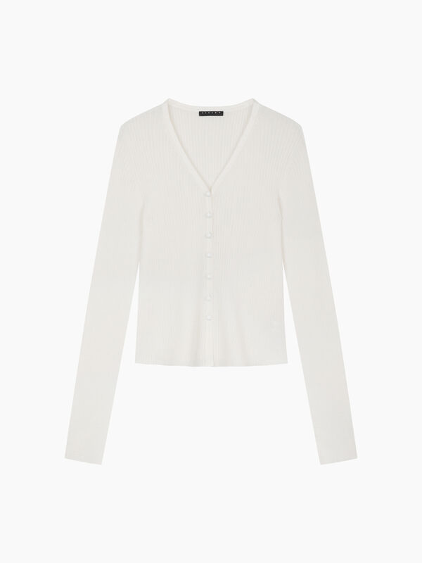 Cardigan bianco con bottoni a perla - sisley k cardigan | Sisley K