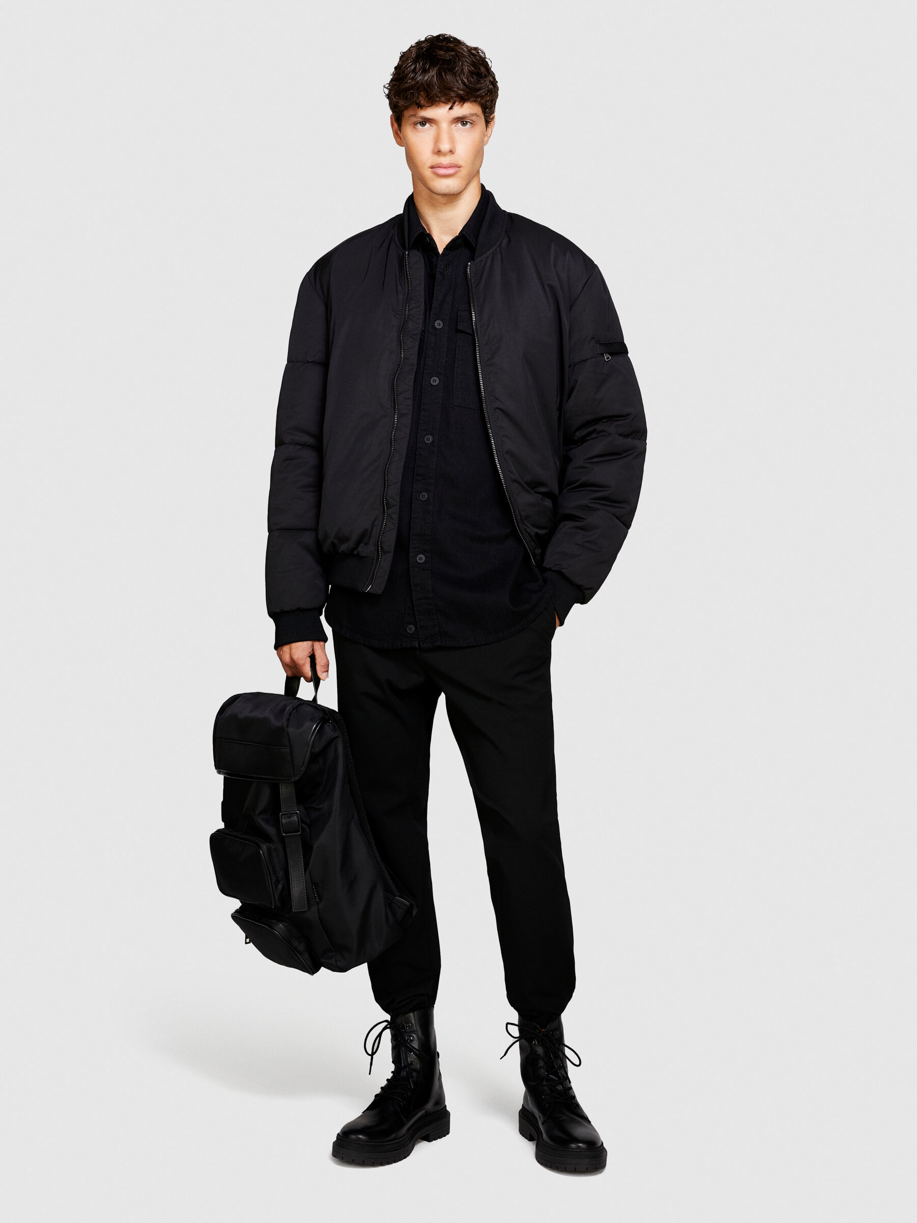 Camicia nera di jeans Nero Uomo Sisley