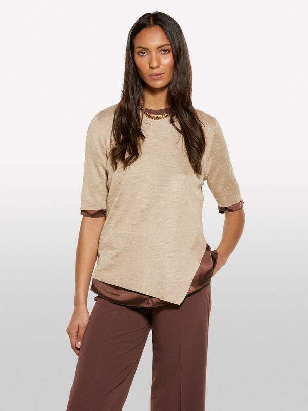 Maglia a maniche corte dorata - maglie girocollo da donna | Sisley