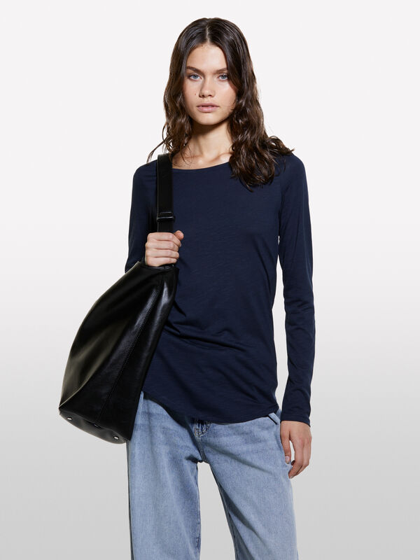 T-shirt blu scuro a maniche lunghe - t-shirt a manica lunga da donna | Sisley