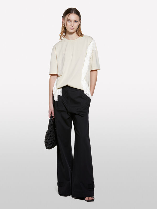 Pantaloni neri relaxed fit - pantaloni palazzo da donna | Sisley