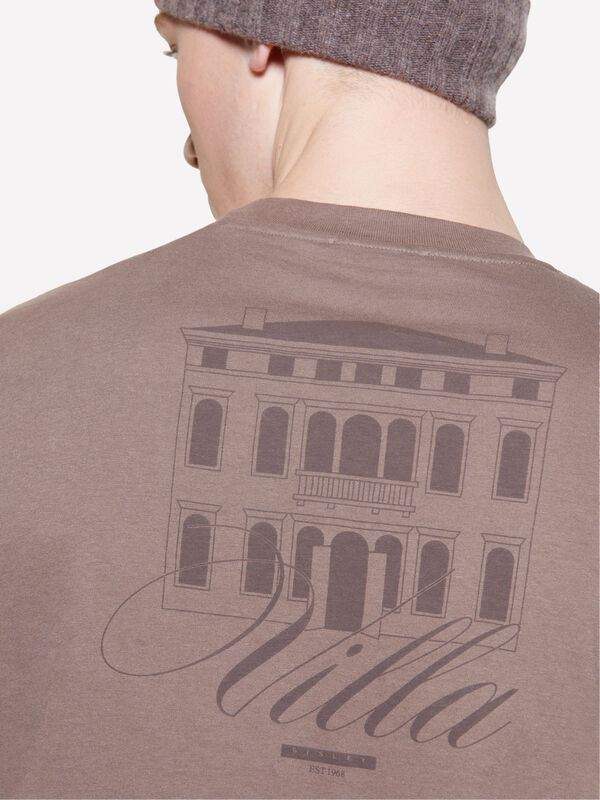 T-shirt marrone 100% cotone bio con stampa - t-shirt a manica corta da uomo | Sisley