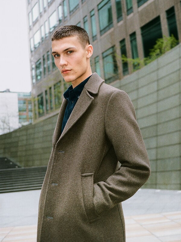 Cappotto marrone monopetto - cappotti da uomo | Sisley