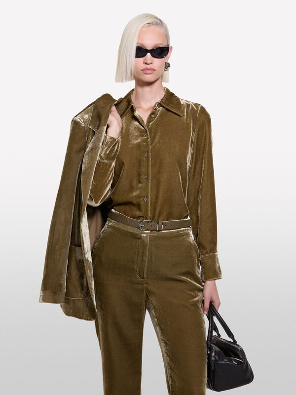 Camicia verde in velluto - camicie da donna | Sisley
