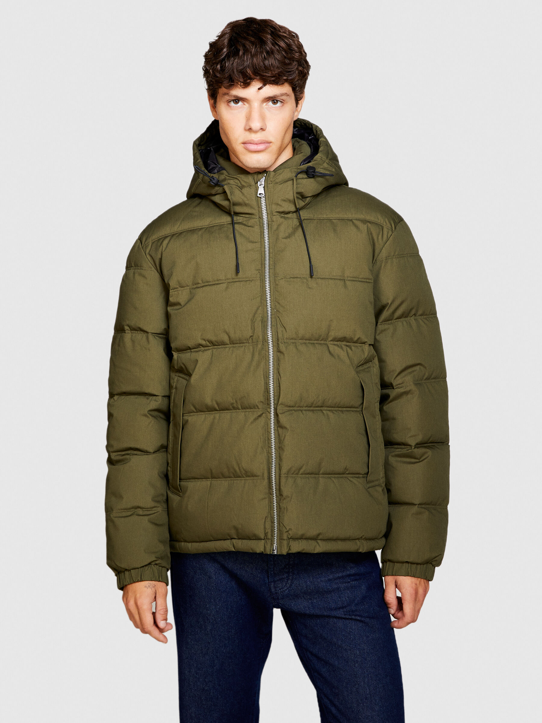 Giubbotto imbottito con cappuccio Verde Scuro Uomo Sisley