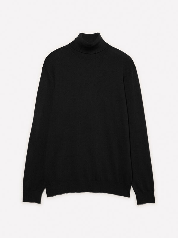 Maglia nera con collo alto Maglia nera con collo alto - maglie collo alto da uomo | Sisley