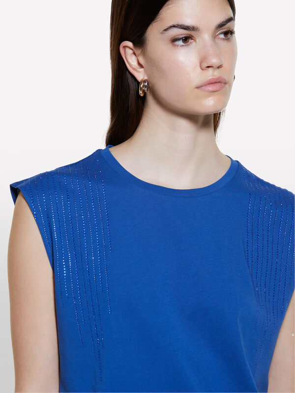 Canotta blu con strass - top da donna | Sisley