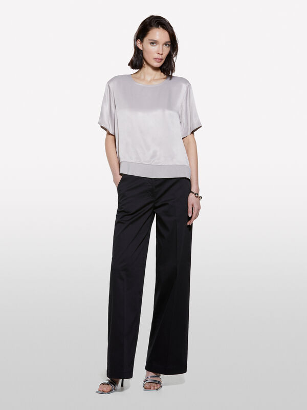 Pantaloni neri wide leg - pantaloni palazzo da donna | Sisley