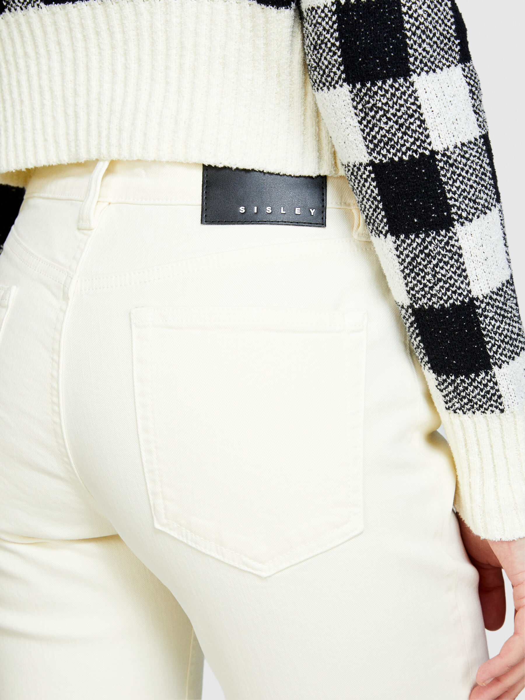Jeans color con spacchetti Bianco Panna Donna Sisley